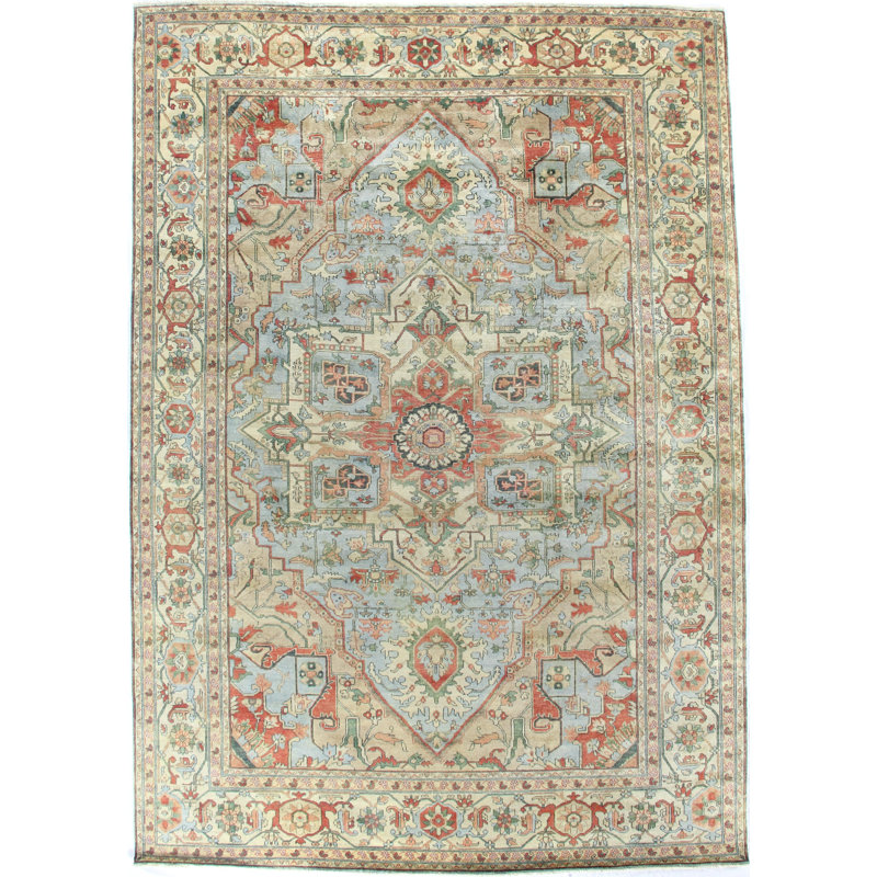 Exquisite Rugs Serapi HandKnotted Wool Light BlueIvory Area Rug Wayfair